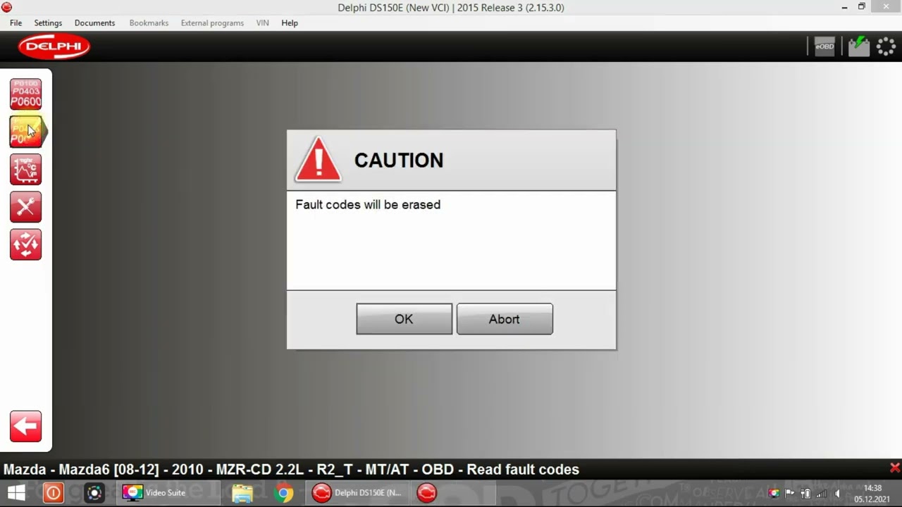 Delphi Ds150 - Mazda 6, 2011, 2.2L - Engine DTC scan