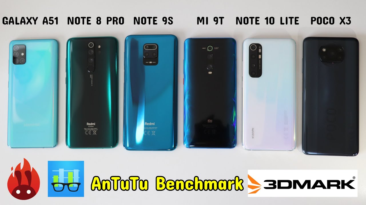 POCO X3 NFC vs NOTE 8 PRO vs NOTE 9S vs Galaxy A51 vs Mi Note 10 Lite vs MI 9T | Antutu benchmark🔥😱