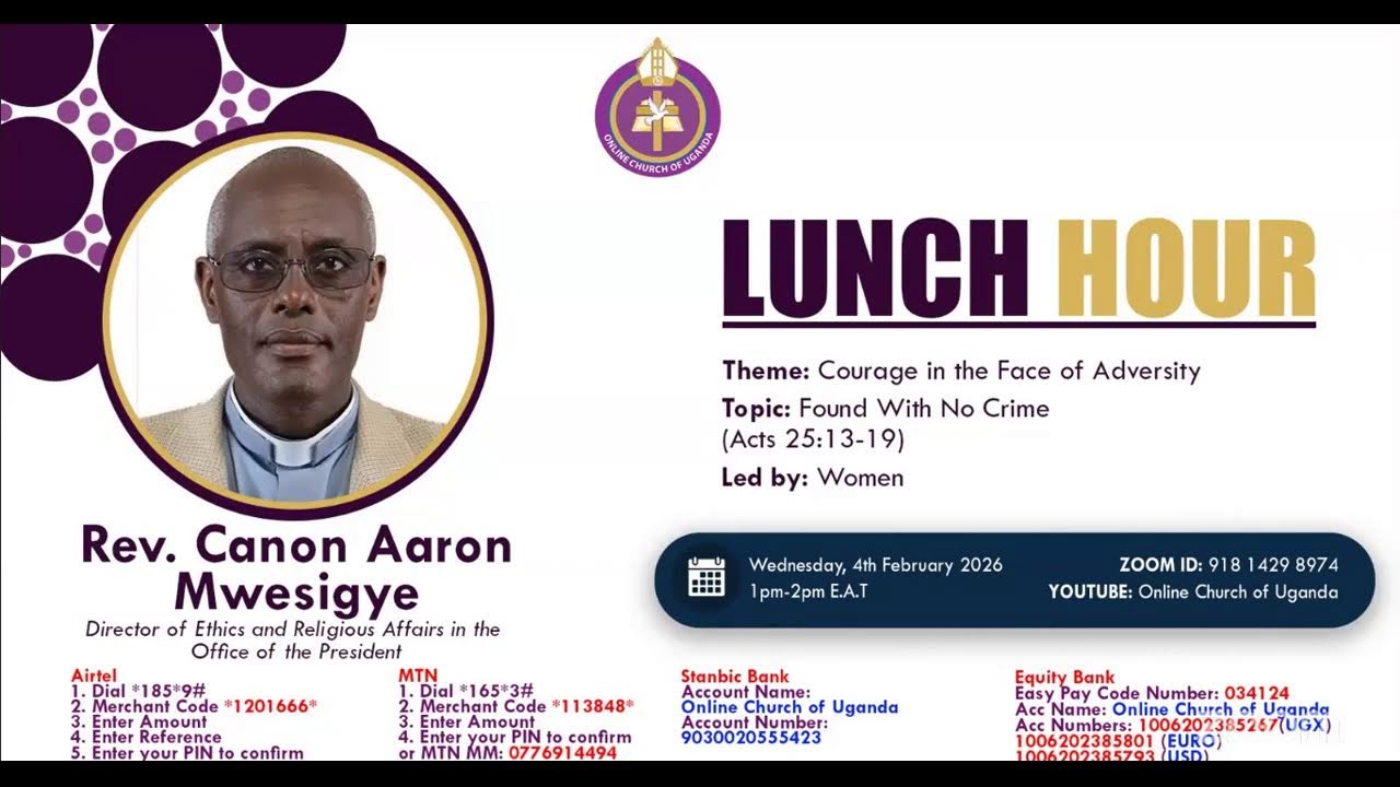 Lunch Hour|4/01/2026|Found With No Crime(Acts 25:13-19)|Rev. Canon Aaron Mwesigye