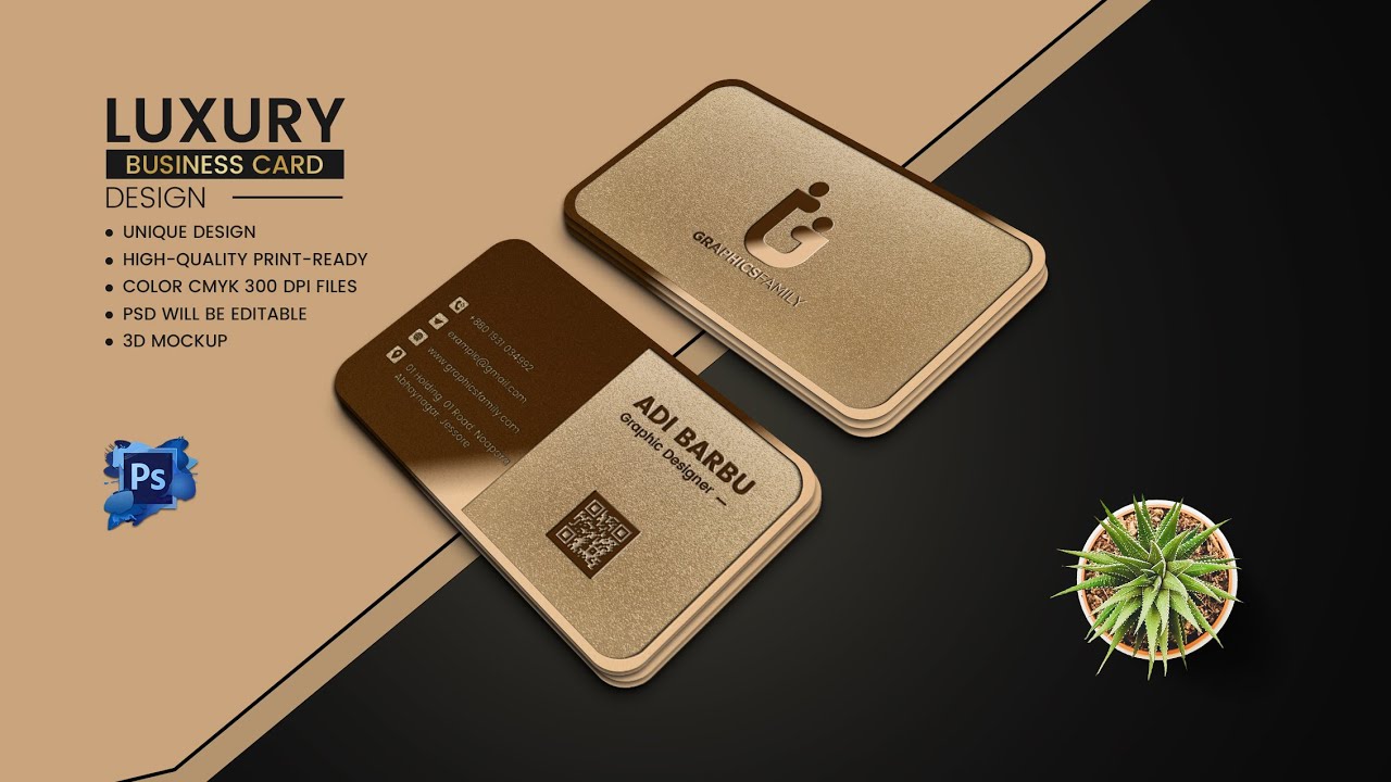 How to make a luxury golden business card design in Adobe Photoshop