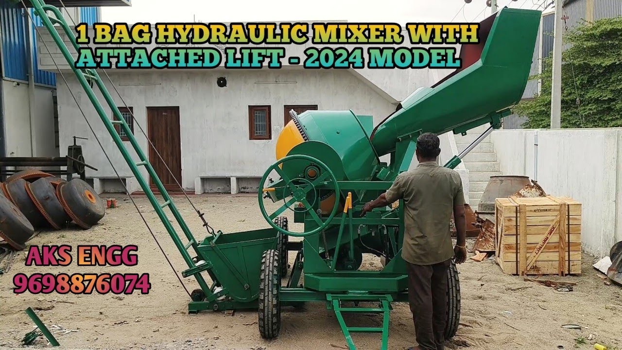 1 BAG CONCRETE MIXER WITH HYDRAULIC HOPPER WITH ATTACHED LIFT - 2024 MODEL