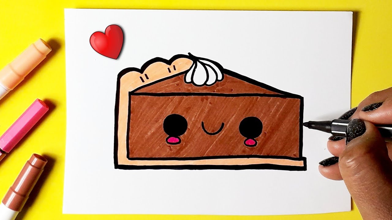 Como desenhar Fatia de Bolo fofo Kawaii | Desenho para desenhar - Drawing to Draw
