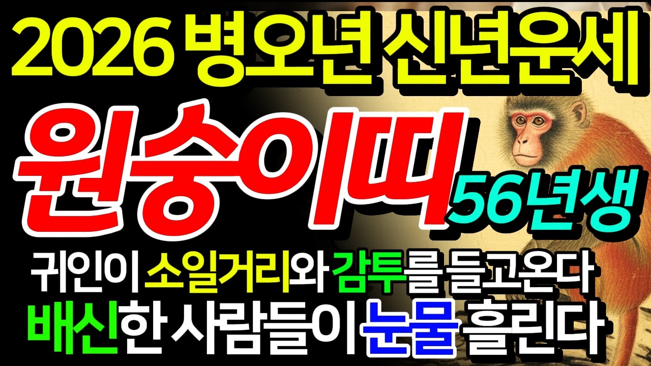 (소름돋는 이유) 56년 원숭이띠 2026 신년운세 병신생 광명찾는 잔나비띠 나를 찾는 전화가 빗발친다