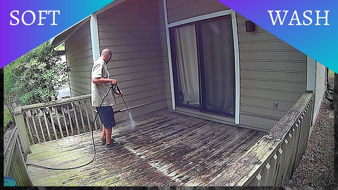 Pressure Wash a Very Dirty Painted Wood Deck with ONLY Low Pressure & 10% SH
