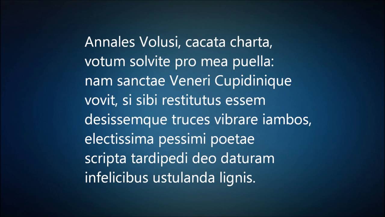 Catulli Carmen XXXVI / Catullus 36 Annales Volusi, cacata charta