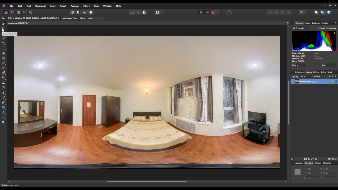Step-by-step workflow of finalizing 360x180 pano