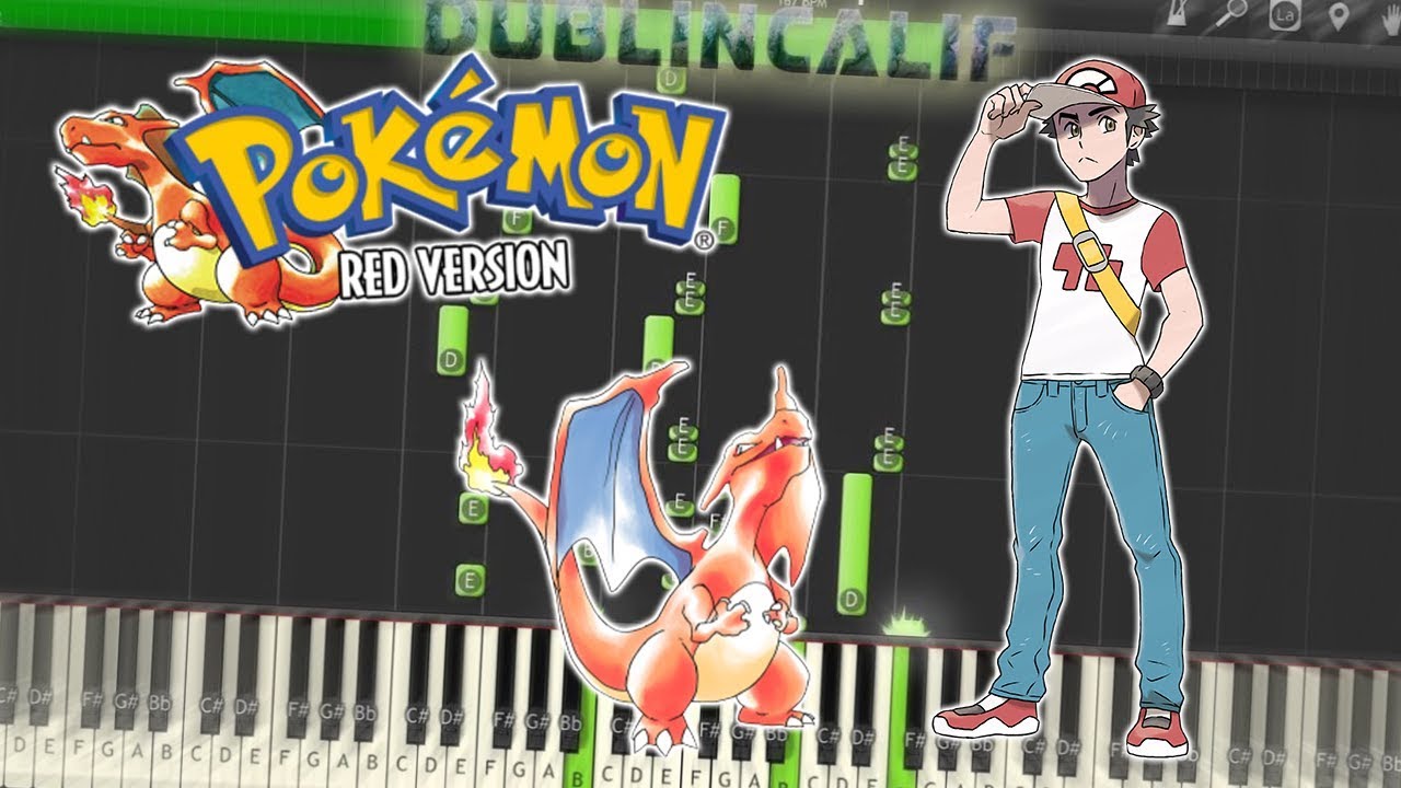 Pokemon Red, Blue, Yellow - Final Rival Battle Piano Tutorial Synthesia