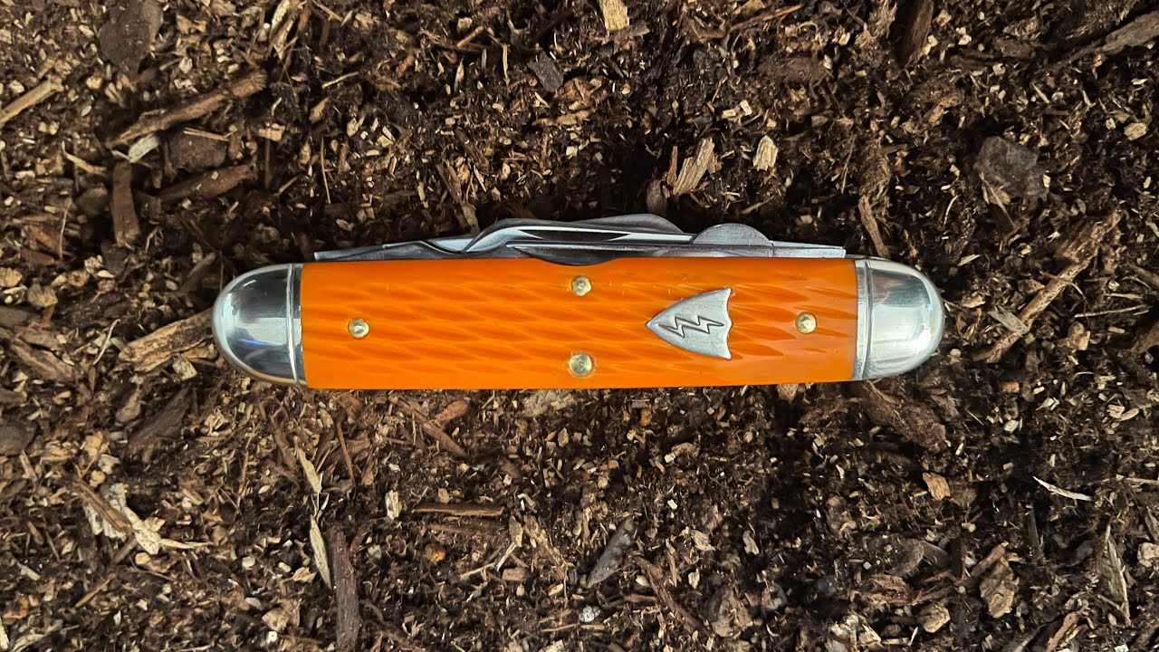 Great Eastern Cutlery #53 Journeyman Electrician Knife with Jigged Orange Delrin. A Hefty Tool!