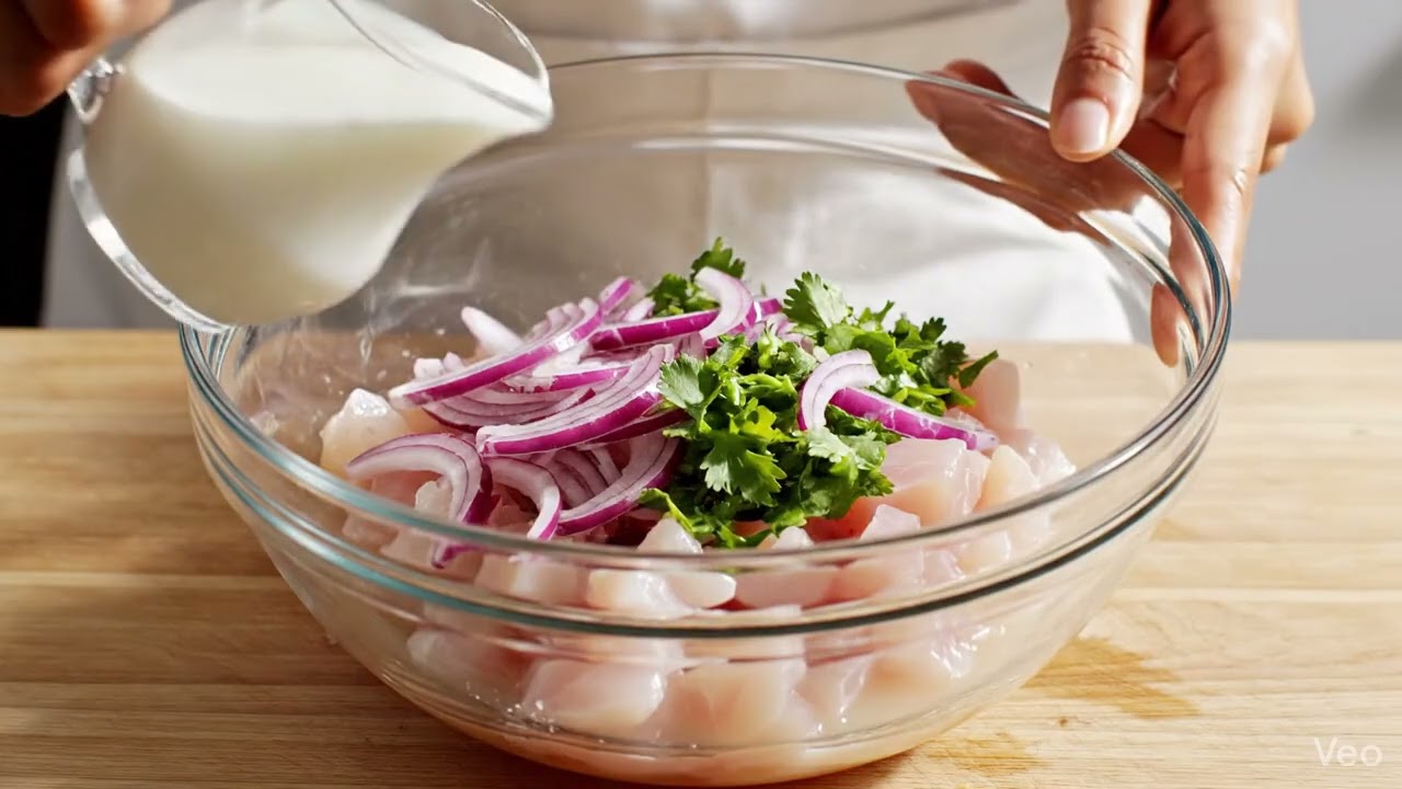 ceviche de poisson au lait de coco et citron vert frais