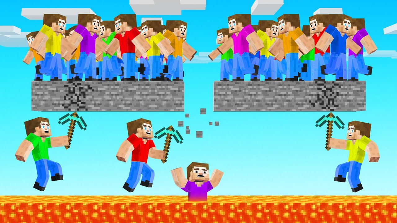 We Played SPLEEF With 100 PLAYERS In Minecraft! (hectic)