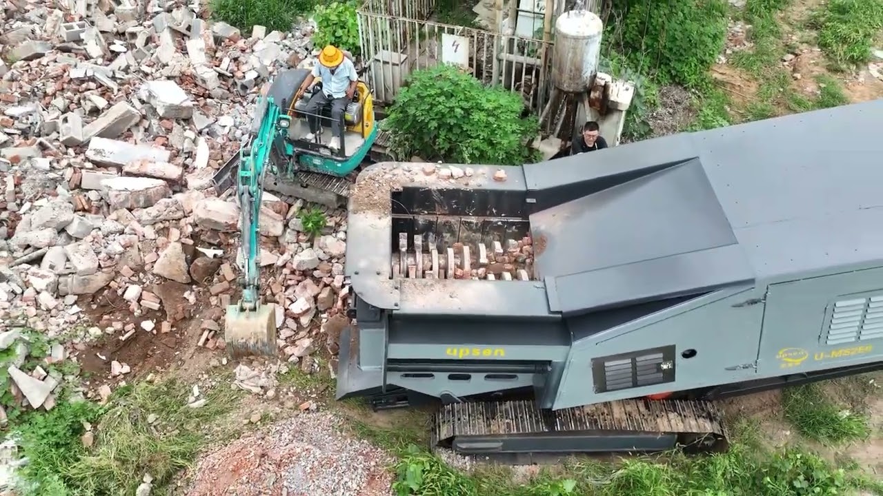 upsen ums250 mobile shredder  twin-shaft shredder