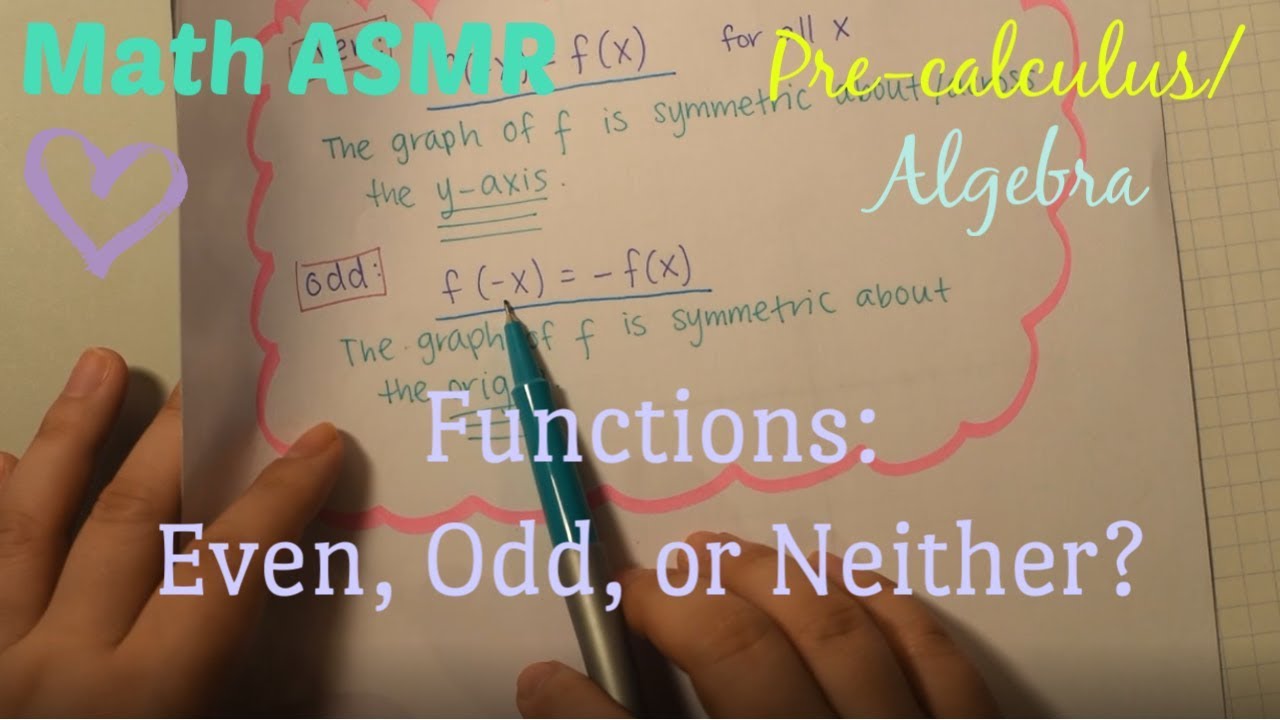 Rambly Soft-spoken Math ASMR | Precalculus | Functions - Even, Odd, or Neither