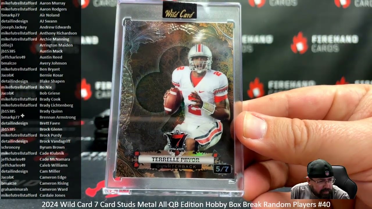 2/7/2026 2024 Wild Card 7 Card Studs Metal All QB Edition Hobby Box Break Random Players #40