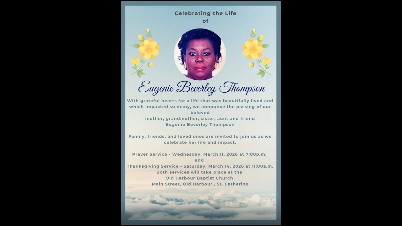 Prayer meeting for the late Sis Eugenie Beverley Thompson March 11, 2026 @ 7:30 a.m.