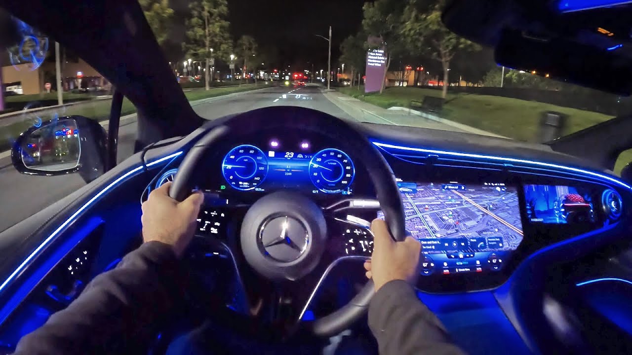 2022 Mercedes-Benz EQS 450+ POV Night Drive (3D Audio)(ASMR)