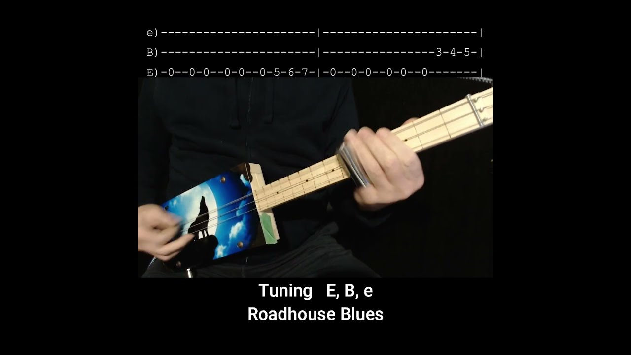 Roadhouse Blues - The Doors Easy Lesson - 3 string Fretless Cigar Box Guitar 