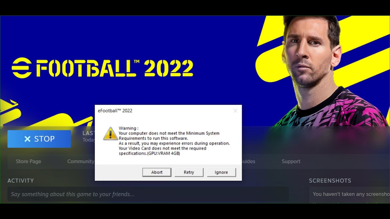 Исправление ошибки eFootball 2022: ваша видеокарта не соответствует требуемым характеристикам (ви...