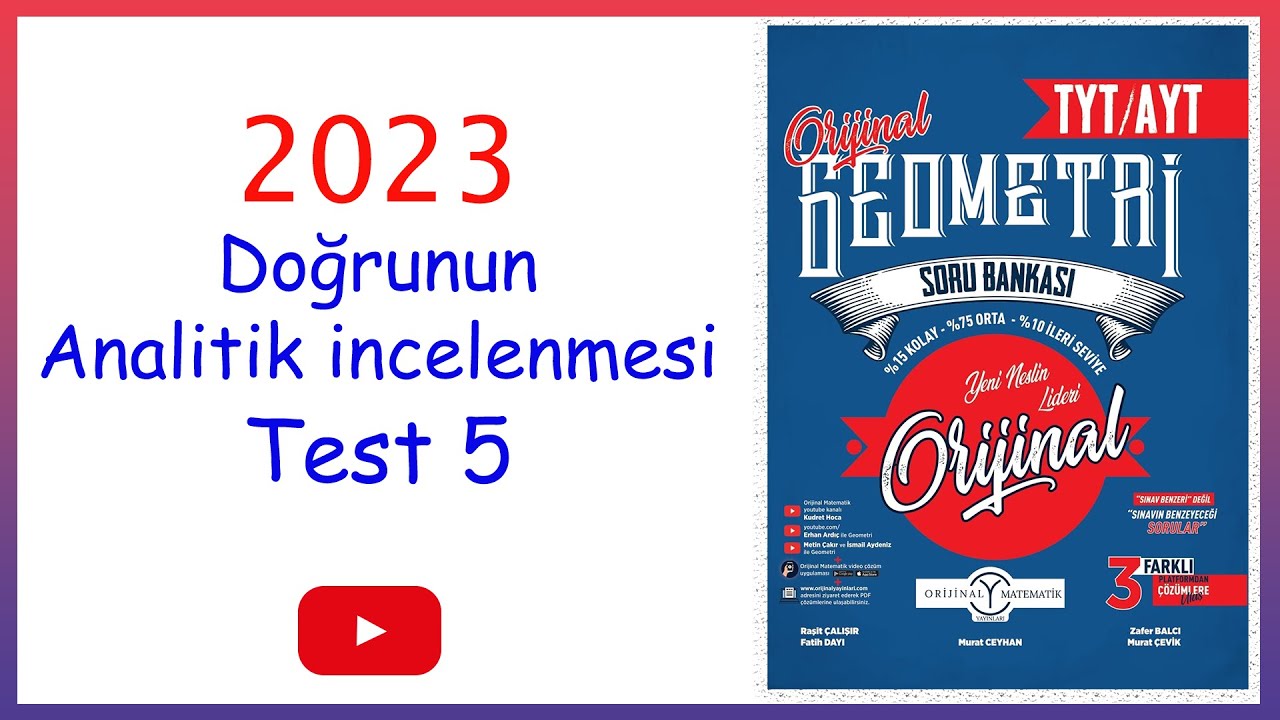 Orijinal geometri Doğrunun analitik incelenmesi test 5