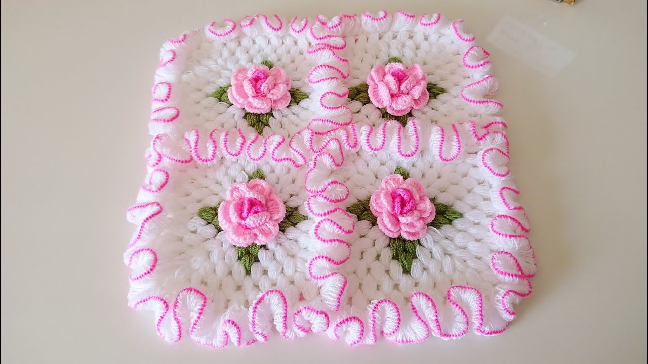 GÜLLÜ FIRFIRLI KARE LİF MODELİ (Tasarım: sevilay uysal )- sevilay uysal lif modelleri / baby blanket