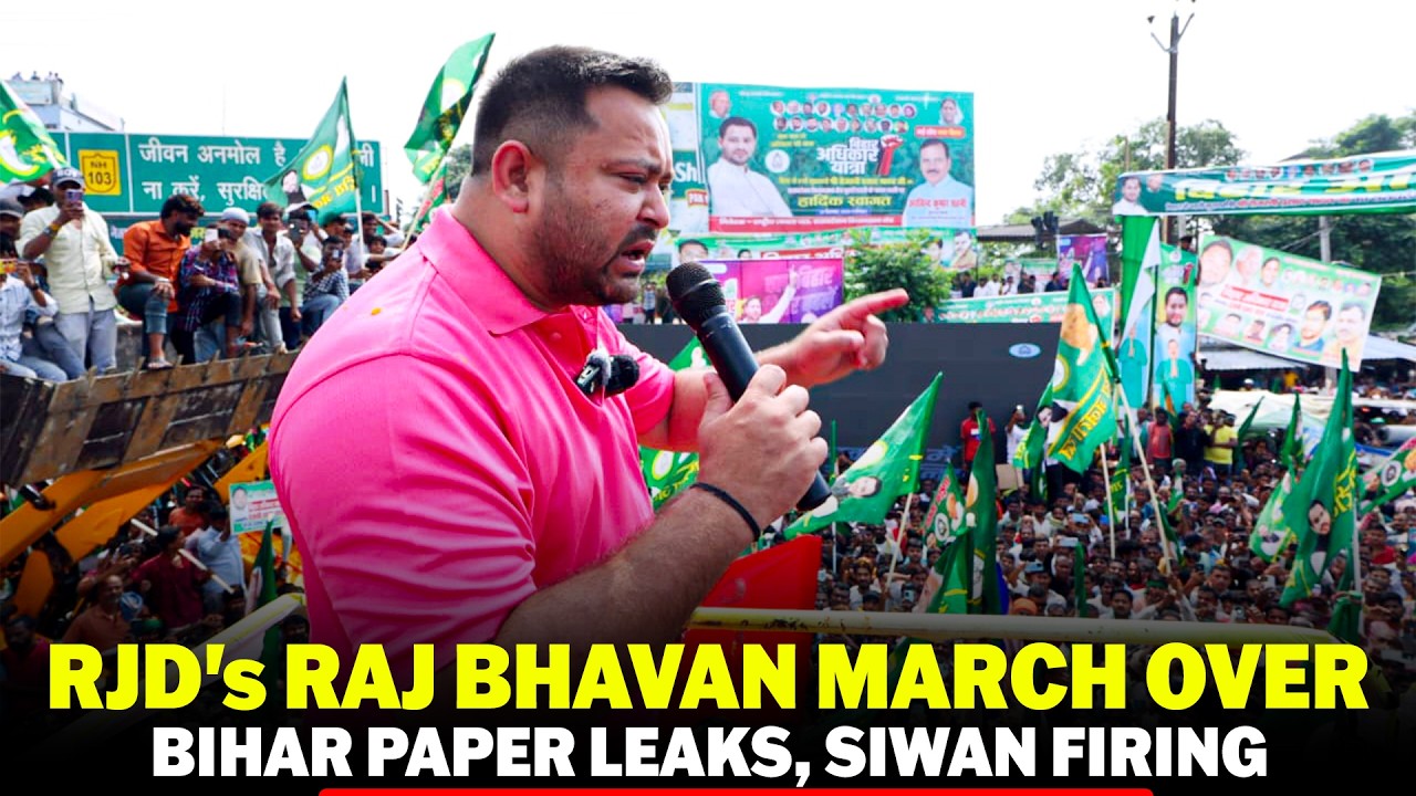 LIVE:Tejashwi Yadav Lead RJD's Raj Bhavan March Over Exam System,Siwan Firing and Law & Order Issues