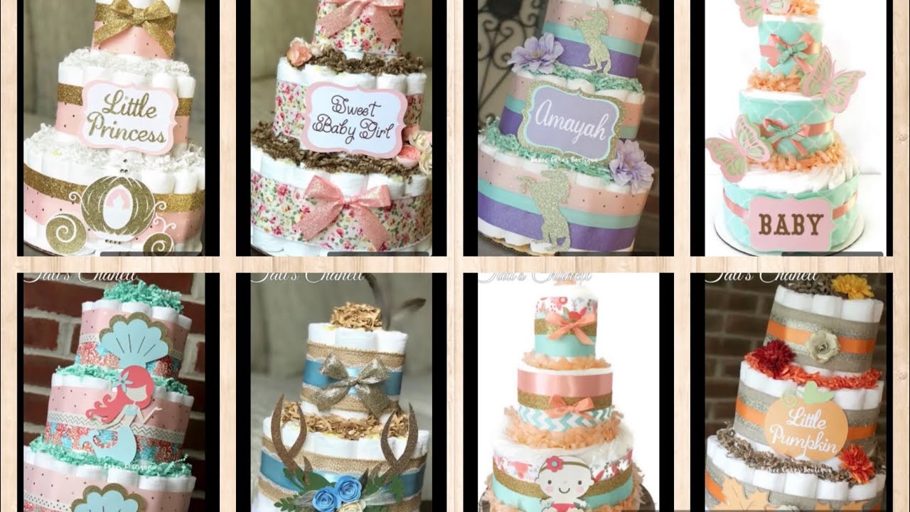 Pastel de pañales para baby shower en diferentes temas,diseños,tamaños y colores