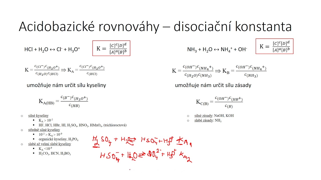 Rovnováhy v acidobazických reakcích - disociační konstanta