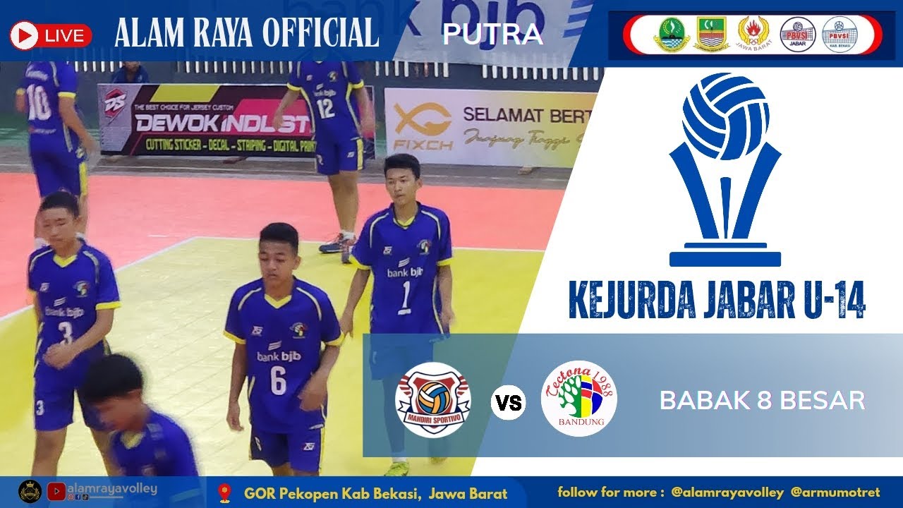🔴 LIVE KEJURDA BOLA VOLI INDOOR U 14 JABAR |  8 BESAR |PA| TECTONA VS MANDIRI SPORTIVO