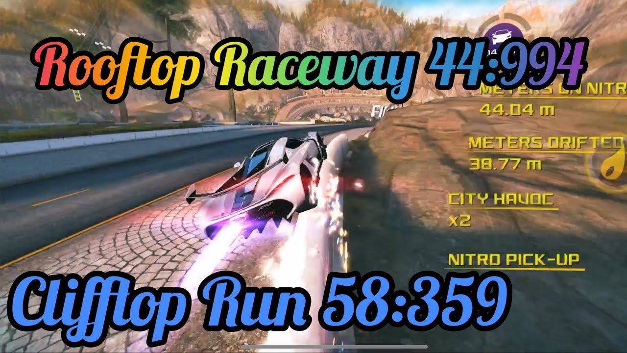 Asphalt 8 | Clifftop Run 58:359 & Rooftop Raceway 44:994 | Gauntlet Defense 💪🤝🔥