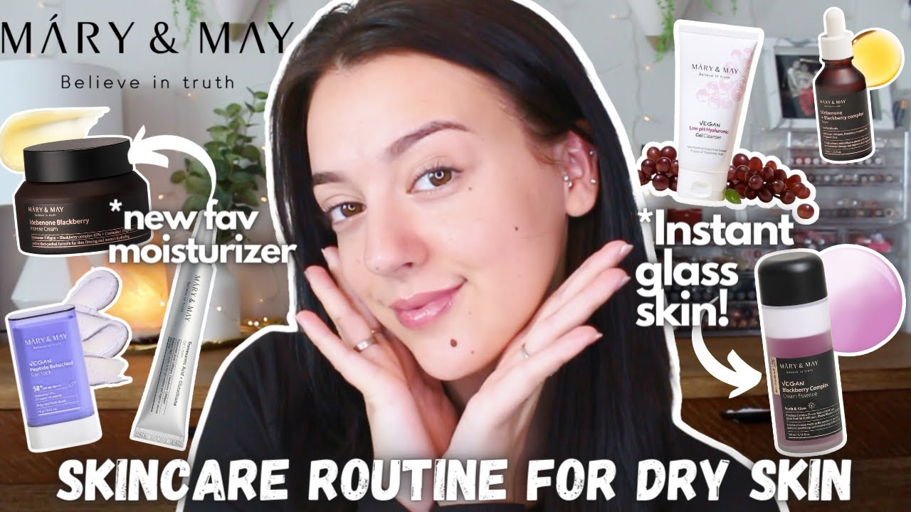 My CURRENT Skincare Routine with Mary&May! A Vegan Korean Skincare Brand!#kbeauty #cleanbeauty