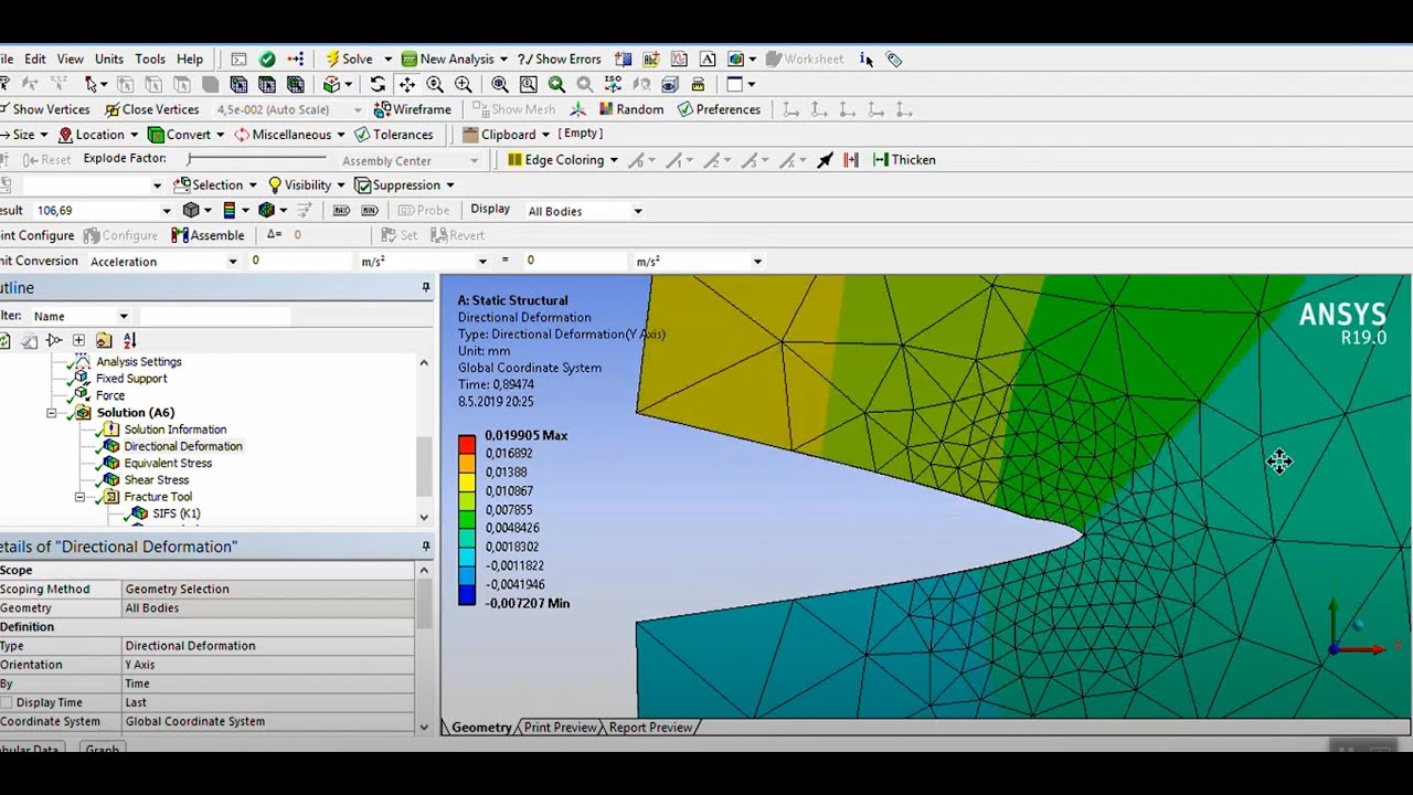 Ansys-workbench 3d crack growth