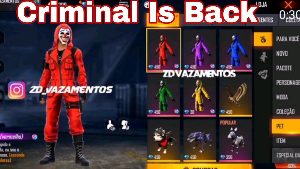 Criminal Bundle is Back || All criminal Bundle Coming Soon || Garena Free Fire