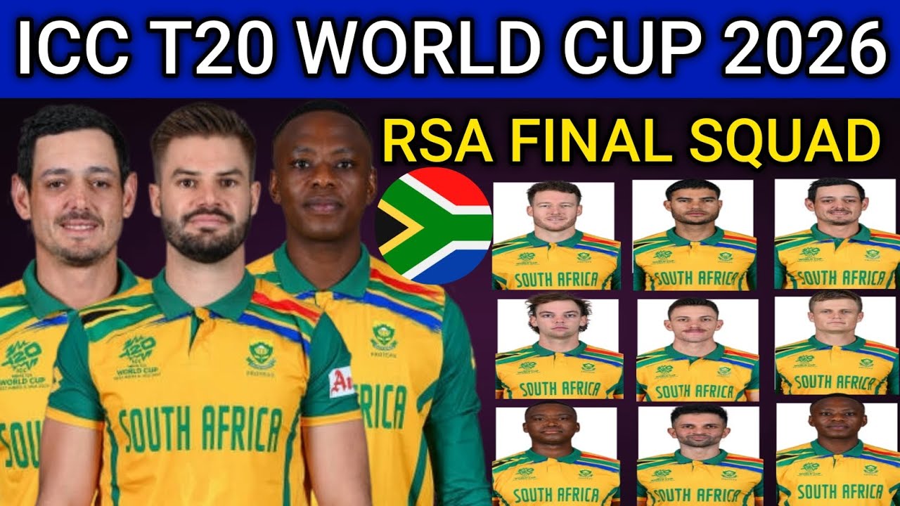 Icc T20 World 2026 | Team South Africa Final Squad | South Africa Team Squad For T20 World Cup 2026 
