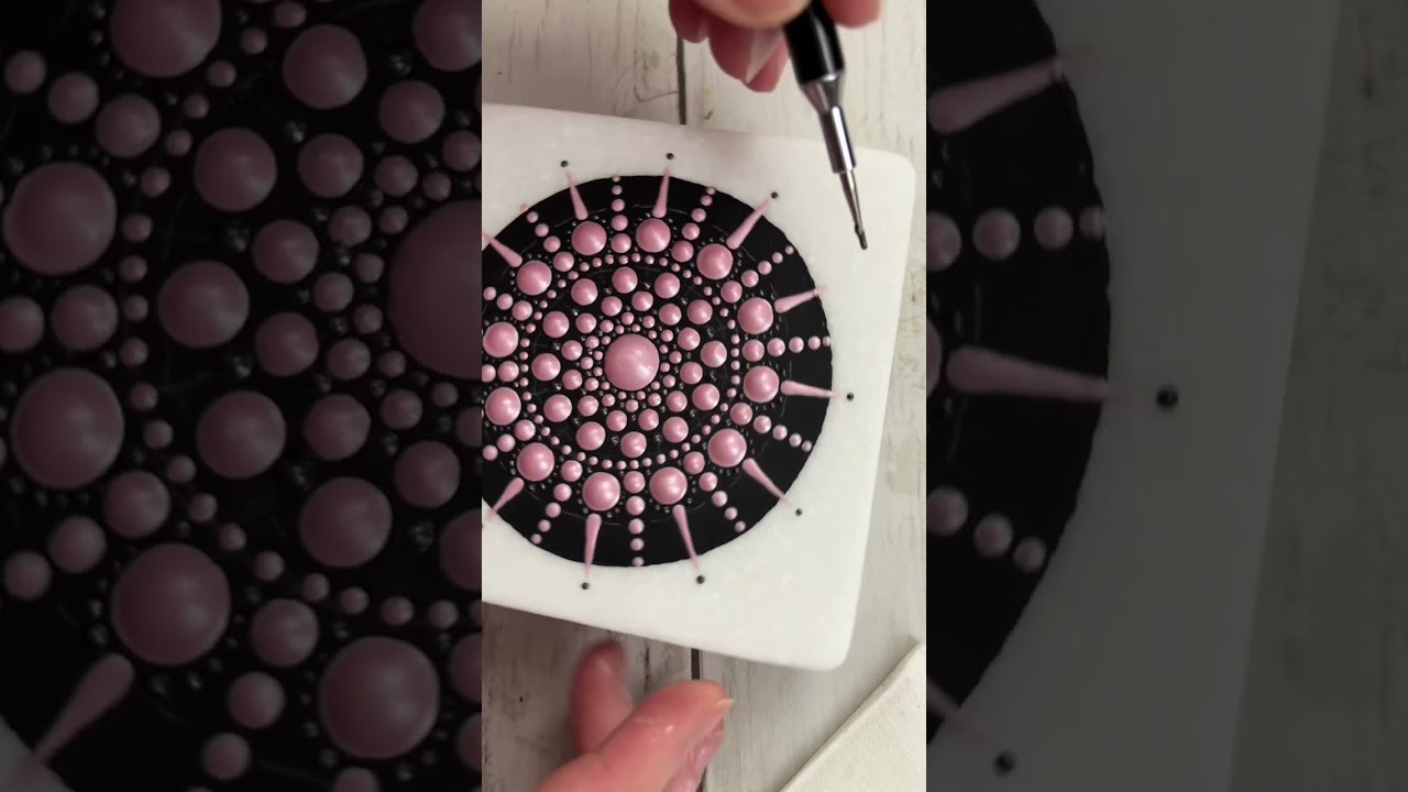 Pink Mandala on Santorini stone #mandalaartist #dotart #autisticartist
