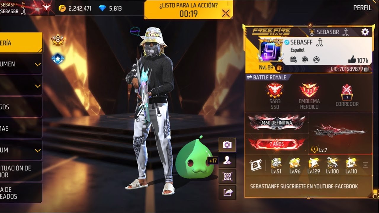 SUBIENDO AL NIVEL 90 FREE FIRE REGALANDO PASES BOOYAHS