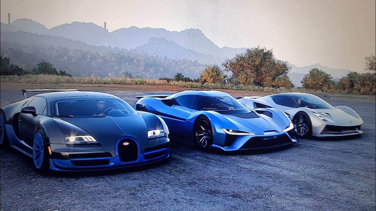 Forza Horizon 5 drag race Bugatti Veyron SS Vs NIO EP9 Vs Lotus Evija 