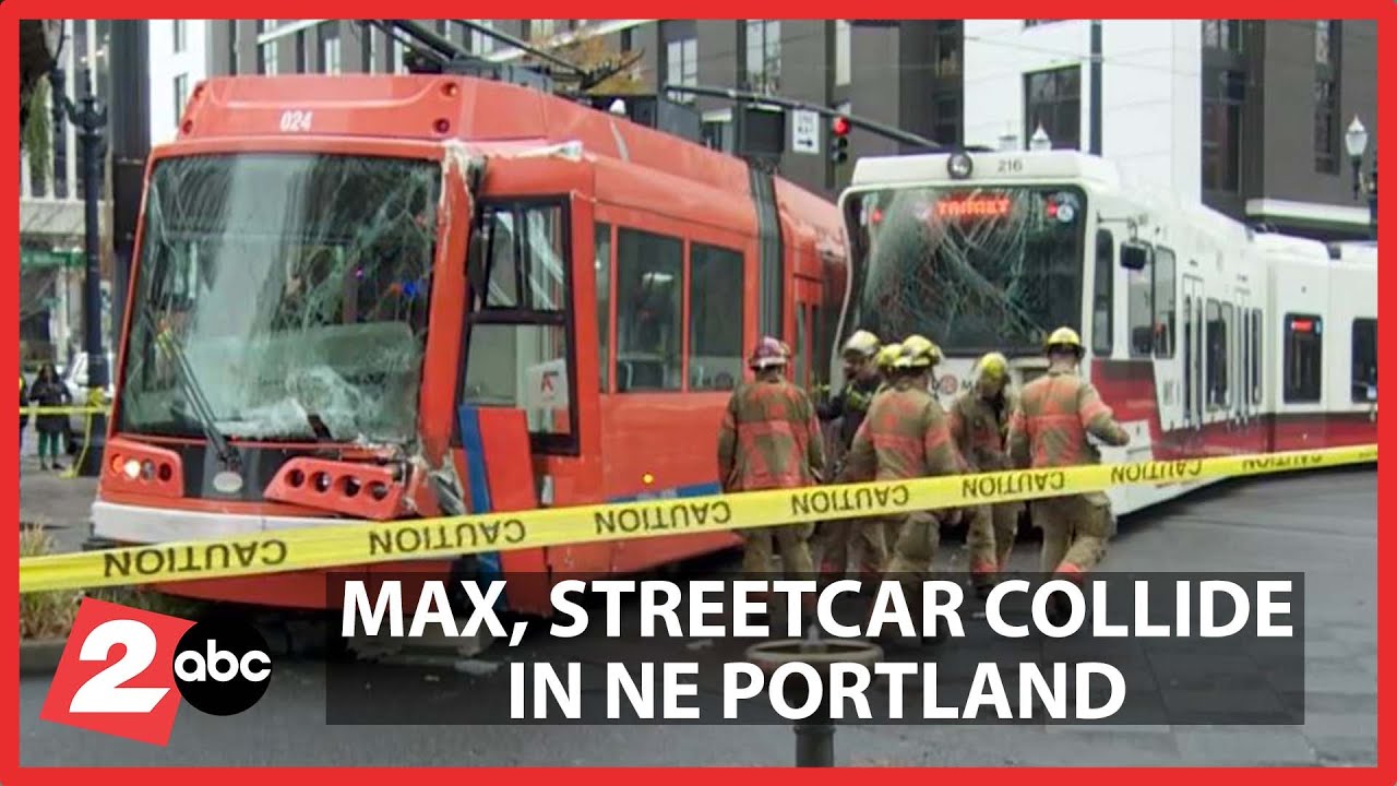TriMet MAX train collides with Portland Streetcar, derails near Lloyd Center, first responders say