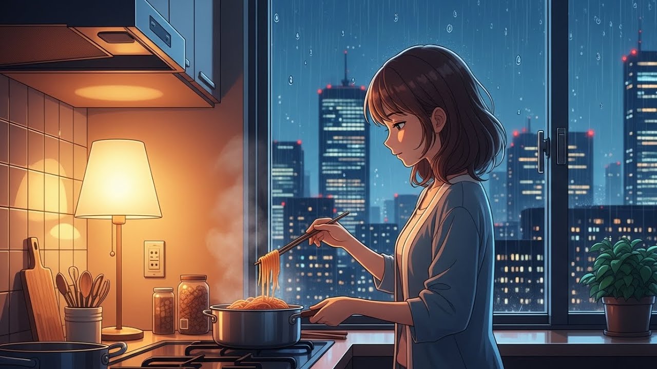 Peaceful Rainy Day in a Luxury City Apartment 🌧️ | Ghibli-Inspired Cozy Life #asmr #ghiblistudios 