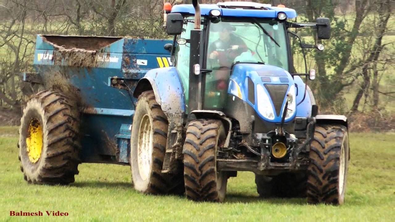 Muck-Spreading with Solids. - Two Farms, New Holland, West and Western.