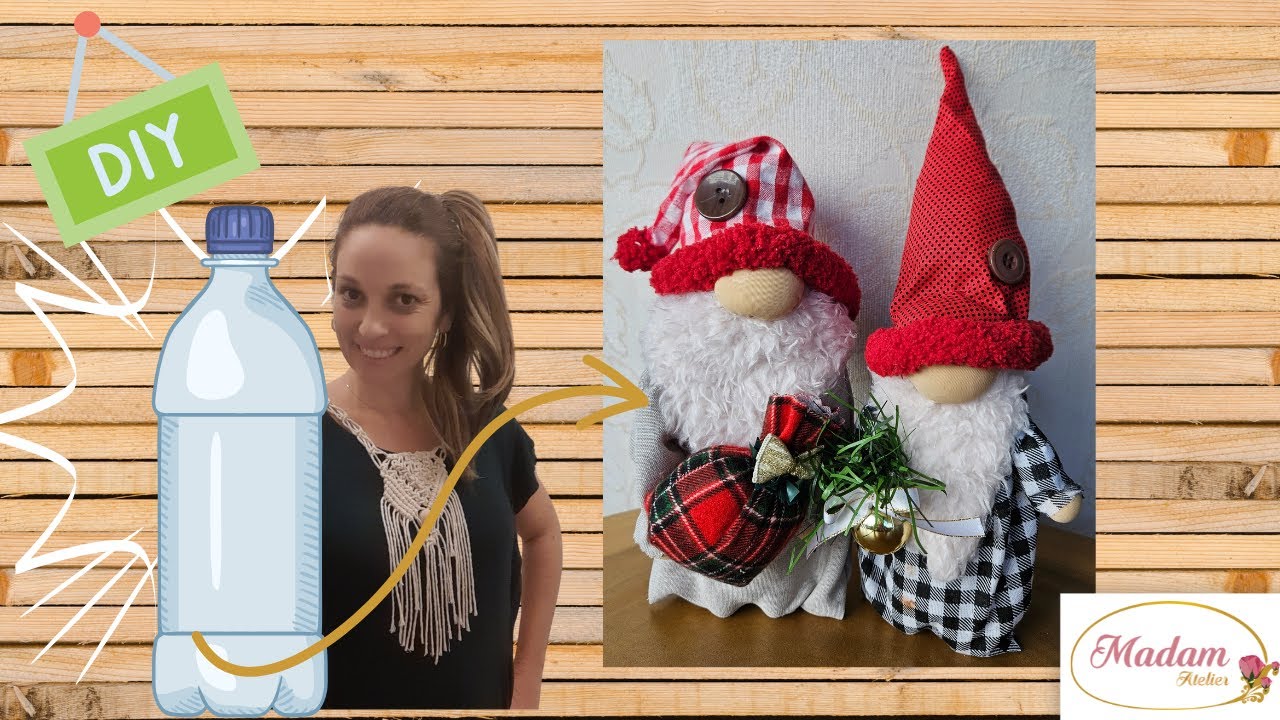 Gnomo de Natal: feito com garrafa pet e retalhos!