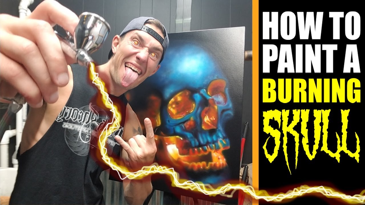 💀 Airbrushing a Skull on Canvas | Step-by-Step Freehand Tutorial #airbrushing #skullart