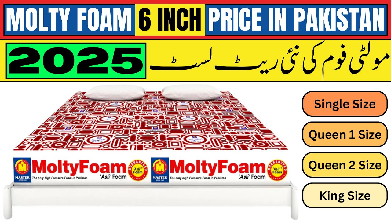 Molty Foam 6 Inch Price in Pakistan 2025 | Best Single, Queen & King Size Mattress Price List