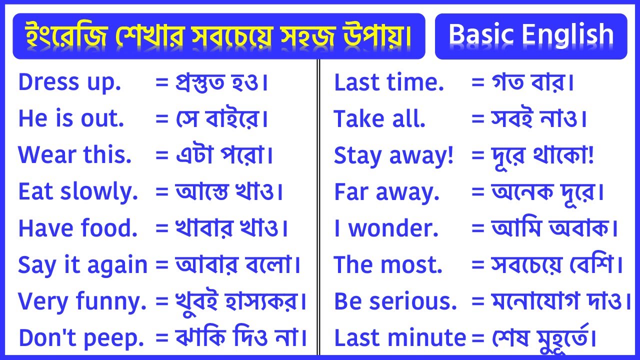 The 200 most useful fluent English | Daily use short english sentences | Bangla class for english