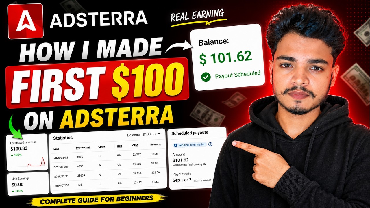 How I Made First 100$ On Adsterra 🔥 (Full Setup)