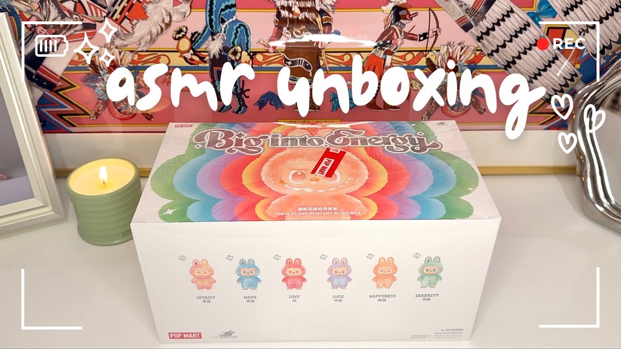 ASMR POP MART Labubu Big into Energy Unboxing 🖤💜💚🩵🩷🧡 I got the secret labubu!
