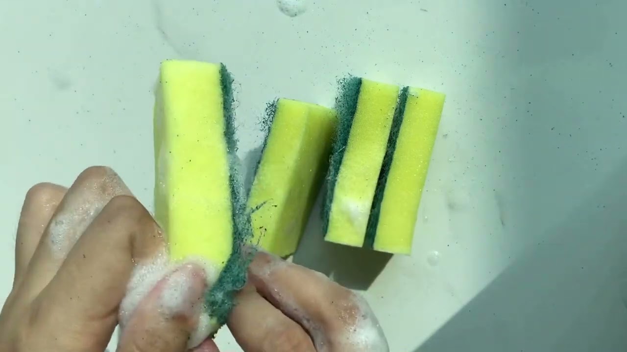 ASMR! Kitchen sponge x4 | ripping | dryspongebyai.