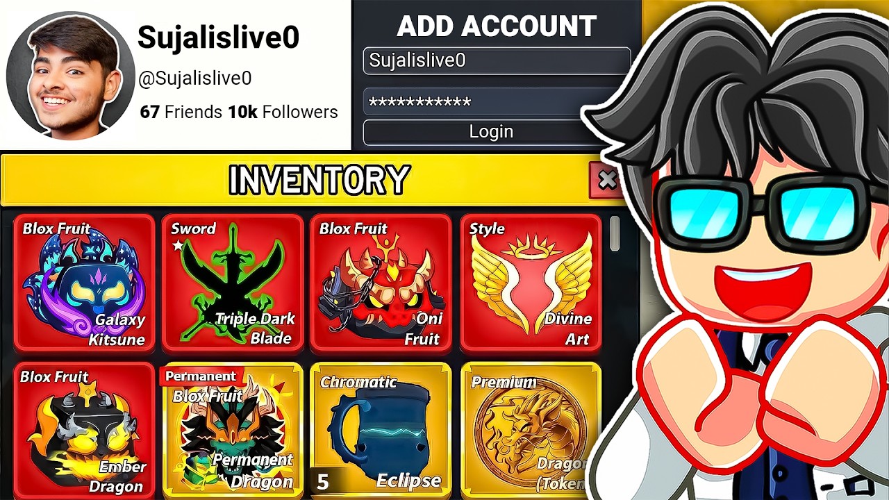 I Logged Into @SujalisLiveOfficial Account In Blox Fruits Roblox!
