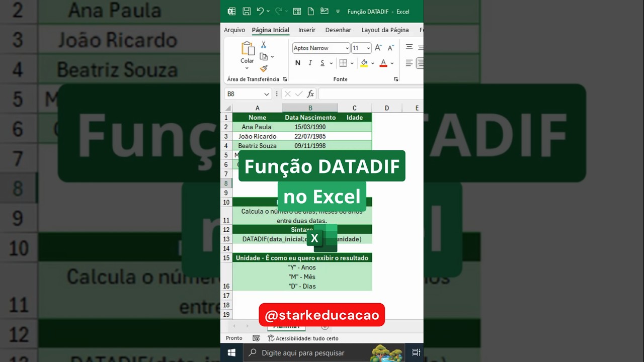 Como calcular a diferen&ccedil;a entre duas datas no Excel | #excel