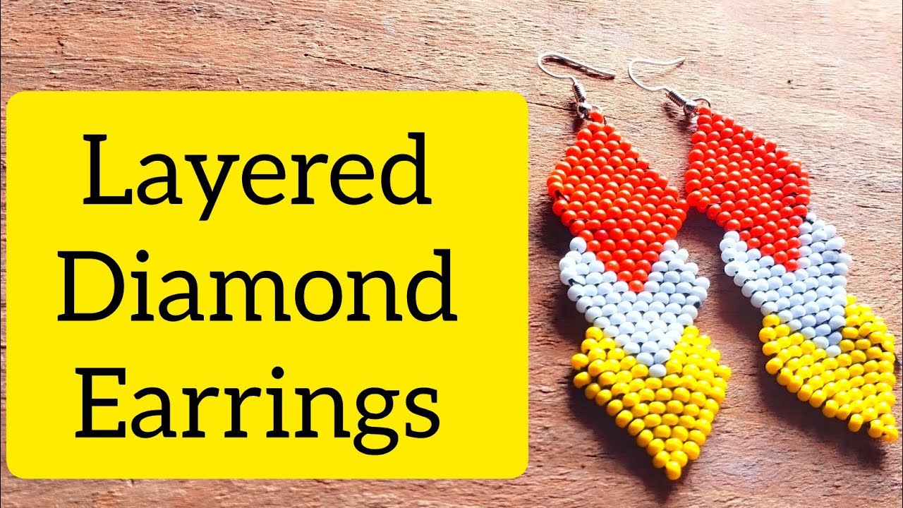 How to make a Layered Diamond Beaded Earrings/Detailed tutorial//Ongira Yvonne//