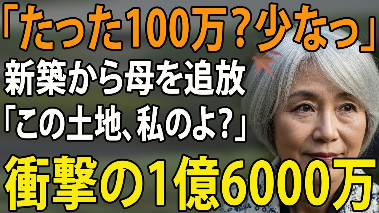 新築祝いに100万渡すと「ゴミｗ」と鼻で笑う嫁「貧乏人は帰れ！」→私「ここ、私の土地だけど？」名義を確認しなかった息子夫婦の末路が悲惨すぎた 【シニアライフ】【60代以上の方へ】