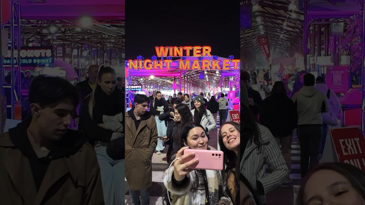Winter Night Market in Melbourne Australia #walkingtour #citywalk